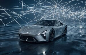 Lexus LFA-inspired performance car concept shown in a dark studio setting