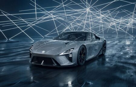 Lexus’s Next LFA Is Reportedly Keeping Combustion Power Lexus LFA-inspired performance car concept shown in a dark studio setting
