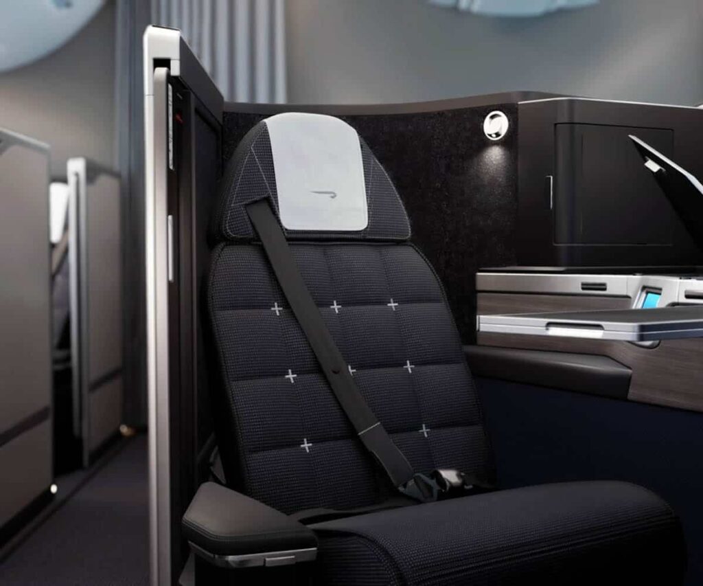 British Airways Club World Suite cabin prepared for a long-haul flight