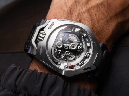 Urwerk UR-300 Time Quantum in titanium with wandering hours T-frame display