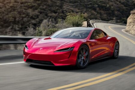Tesla Roadster 2.0 Nears Its Moment After Years of Big Promises Tesla Roadster 2.0 concept-style electric supercar on a dark studio background