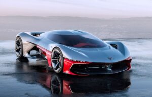 Chevrolet Corvette on a road at dusk representing the model’s future direction