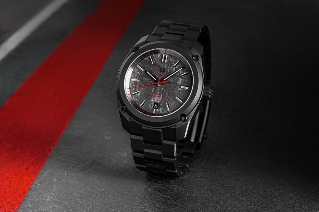Formex Essence Ceramica Dark Matter Redshift black ceramic watch with meteorite dial and red accents