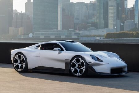 Porsche Mission S concept shown as a low mid-engined super sports car with heritage-inspired design details