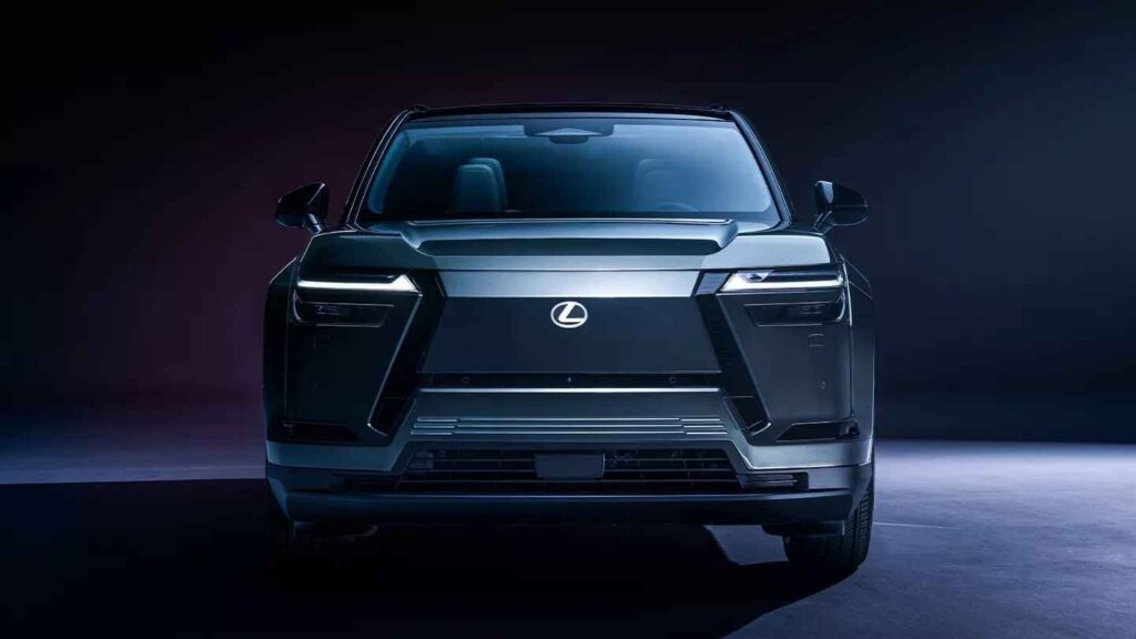 Lexus three-row electric SUV concept imagined in a clean studio setting