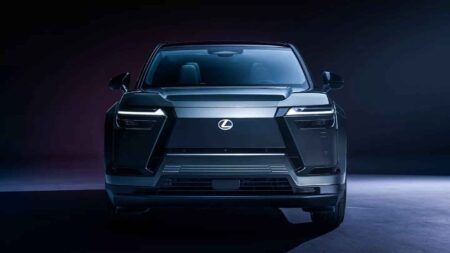Lexus three-row electric SUV concept imagined in a clean studio setting