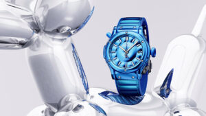 Hublot Classic Fusion Balloon Dog by Jeff Koons watch with rounded case and playful Balloon Dog seconds detail