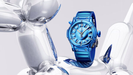 Hublot Classic Fusion Balloon Dog by Jeff Koons watch with rounded case and playful Balloon Dog seconds detail
