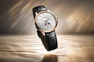 Jaeger-LeCoultre Master Ultra Thin Moon 36mm in pink gold with silver dial and black alligator strap