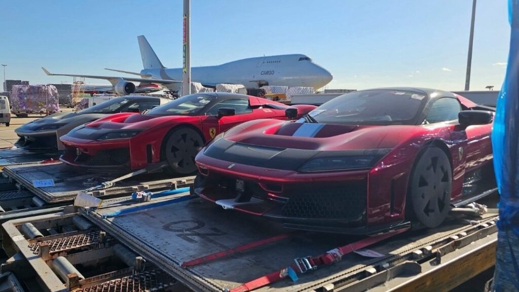 Five Ferrari F80s Head to Japan After Incheon Airport Sighting Five Ferrari F80 hypercars in different colours being transported at an airport en route to Japan