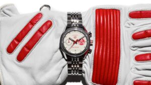 TAG Heuer Carrera Chronograph x Team Ikuzawa with white dial and red chronograph counter