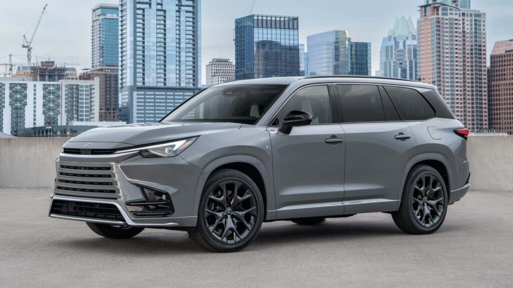Lexus TX Drops Its Plug-In Hybrid Option for 2027 Lexus TX three-row SUV shown as a luxury family SUV on a clean modern road
