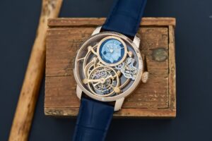 Minerva Exo Tourbillon Skeleton Limited Edition in rose gold with agate cameo dial and openworked movement