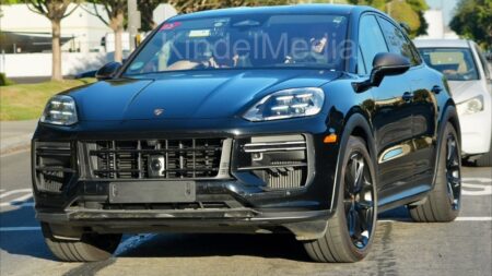 2028 Porsche Cayenne GT facelift prototype with Weissach package and dual centre exhausts
