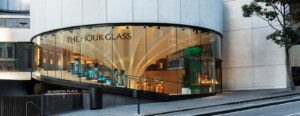 The Hour Glass boutique at 108 King Street in Sydney with modernist architecture and watch displays
