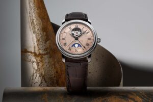 Frederique Constant Classics Heart Beat Moonphase Date watches with salmon and blue dials