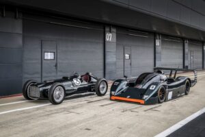 Restored BRM P351 Group C prototype in British Racing Green with orange nose