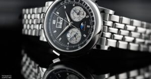 A. Lange & Söhne Datograph Perpetual reference 410.136E in platinum with black dial and diamond hour markers