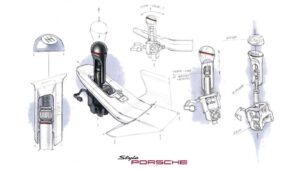 Porsche performance car gear selector concept with a simulated manual shift lever