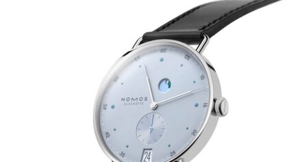 Nomos Glashütte refreshes the Metro Date Power Reserve in Ice Blue Nomos Glashütte Metro Date Power Reserve Ice Blue with metallic light blue dial
