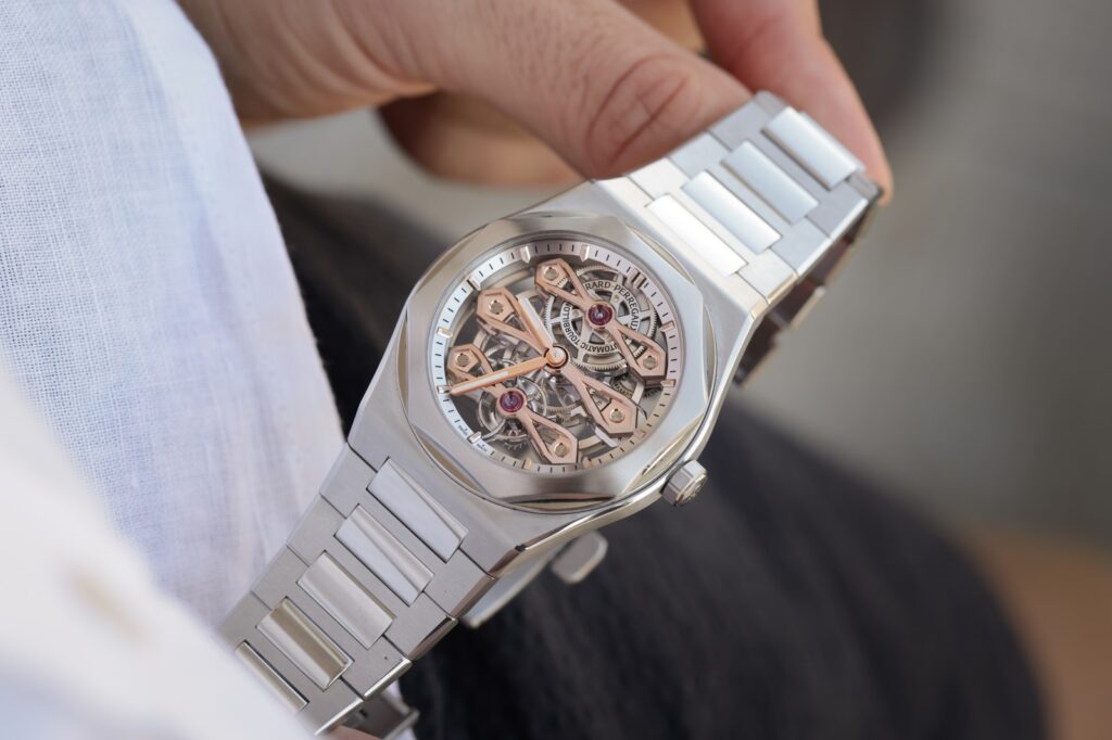 Girard-Perregaux Laureato Fifty Three Gold Bridges watch with skeletonised dial and rose gold bridges