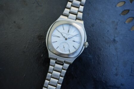 Laurent Ferrier Grand Sport Tourbillon Iceberg with pale opaline dial and titanium bracelet
