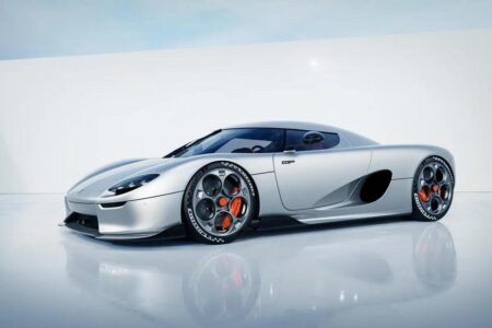 Koenigsegg CC850 hypercar on a road
