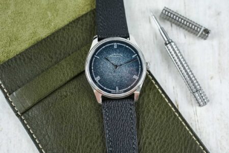 O&HoraPictor Smoked Ocean Volcano Grey Puts Enamel Craft Within Reach O&HoraPictor Smoked Ocean Volcano Grey watch with textured grey enamel dial
