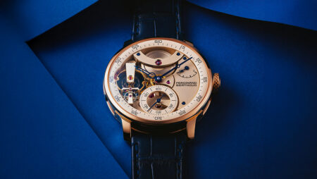 Ferdinand Berthoud Chronomètre FB 3SPC.2-1 rose gold watch with blue hands and beige accents